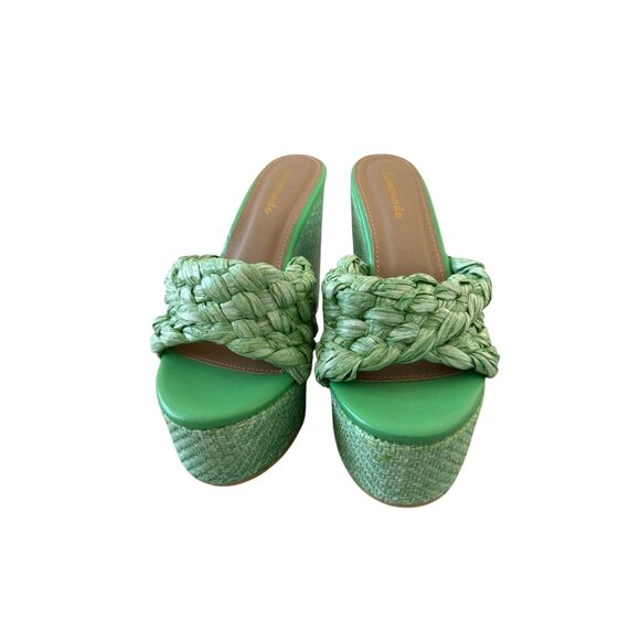 LEMONADE Green Platform Braided Wedges Sandals Size 9 - Picture 3 of 11
